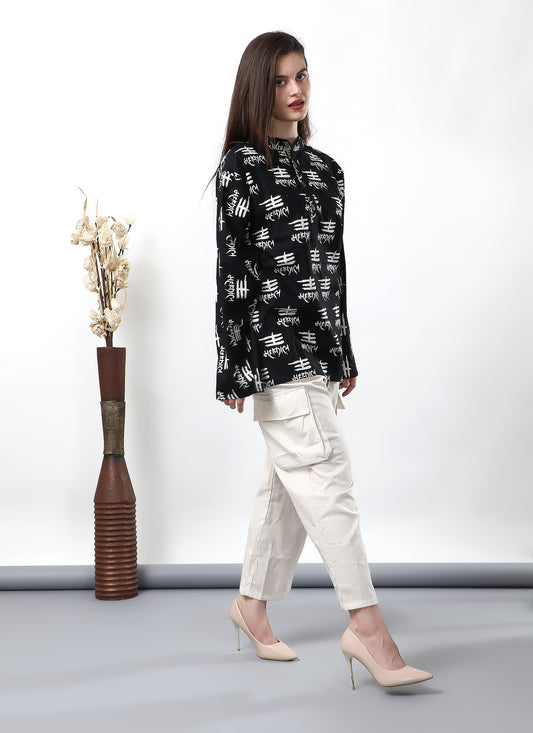 Black Mahakal Hemd Kurta aus Baumwolle